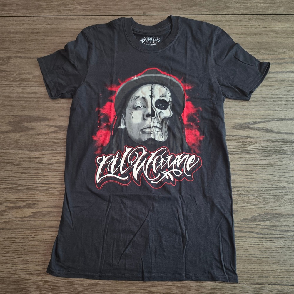 Lil Wayne Skull Sketch Graphic T-Shirt Black Mens Size Medium NWT Licensed